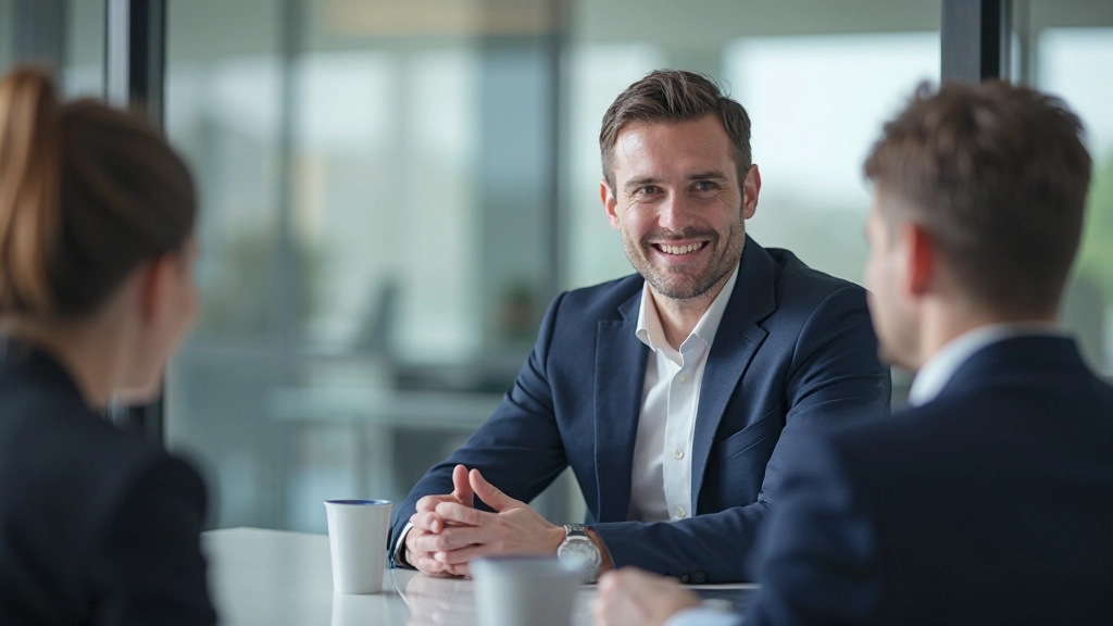 Профессиональный лидер проводит встречу с командой в современном офисе